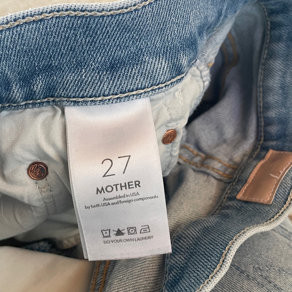 MOTHER Tomcat Ankle Fray in Kitty Corner Straight Leg light denim Jeans size 27 - Picture 10 of 14